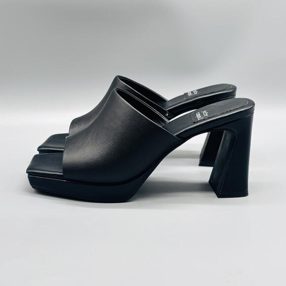 Jeffrey Campbell Shoes Womens 6 Black Platform Caviar Mules Heels Square Toe - Picture 4 of 12